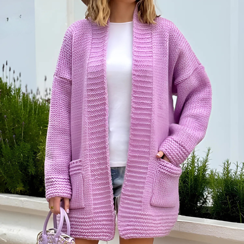 Damen - Übergröße Strickcardigan - Rippenstrick - Stilvoller Begleiter für kühle Tage
