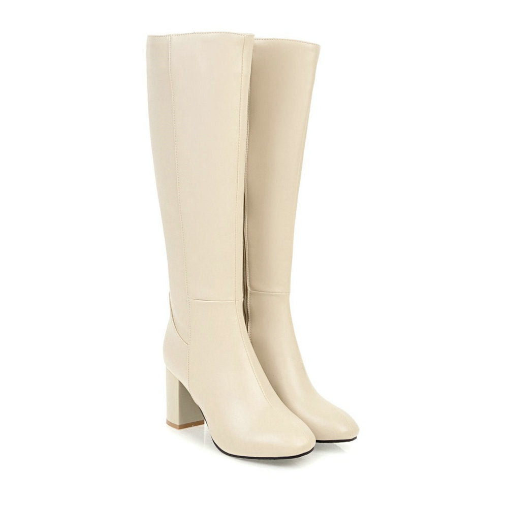Damen - Kniehohe Stiefel - Blockabsatz - Elegante und bequeme Stiefel für jeden Anlass