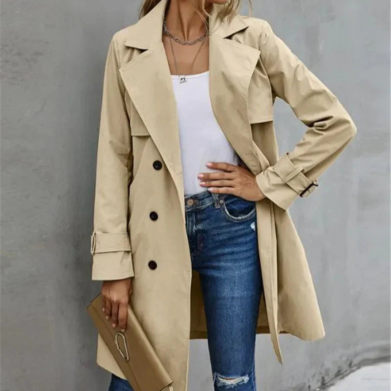 Damen - Trenchcoat - Baumwollmischung - Klassischer Stil - Eleganter Begleiter für jede Jahreszeit