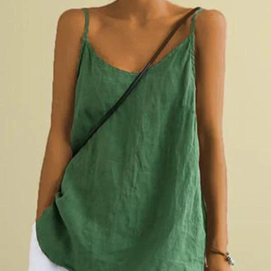 Damen - Leinen Top - Leichtem Stoff - Spaghetti Träger - Leicht, Atmungsaktiv & Ideal für den Sommer