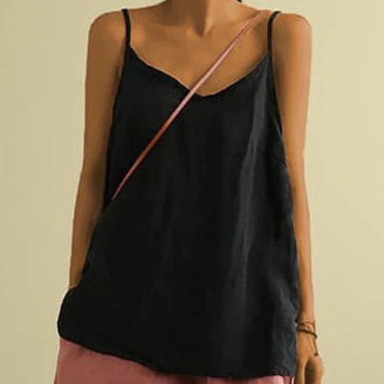 Damen - Leinen Top - Leichtem Stoff - Spaghetti Träger - Leicht, Atmungsaktiv & Ideal für den Sommer