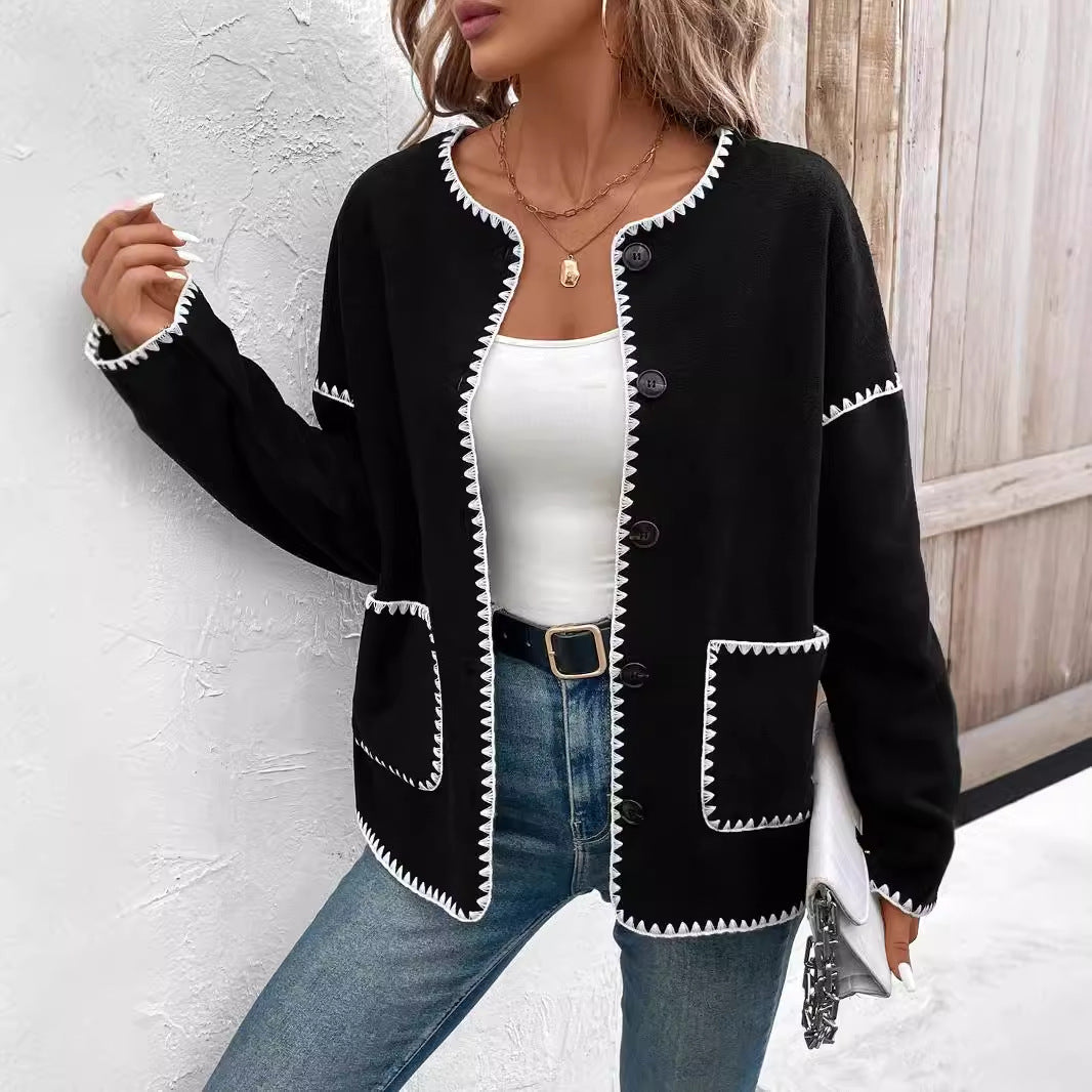 Damen - Stylische Strickjacke mit Taschen - Trendige, bequeme Strickmode für jeden Anlass