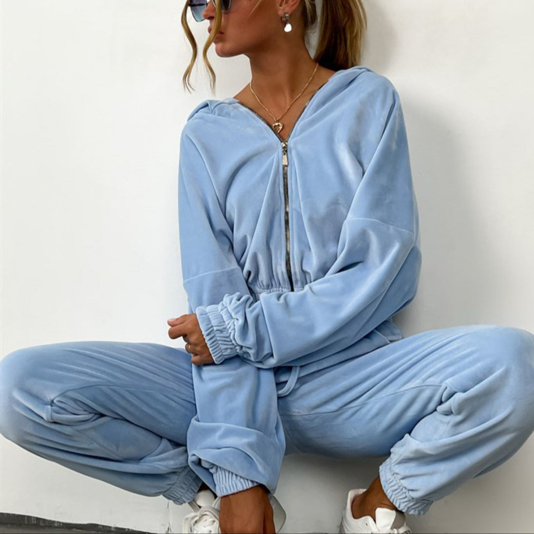 Damen - Fleece-Trainingsanzug mit Kapuze - Elastischem Bund - Bequemer Sport-Look für aktive Tage