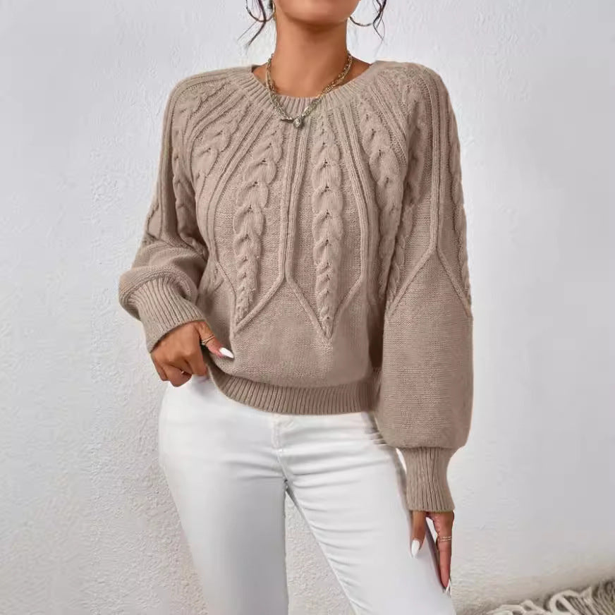 Damen - Strickpullover - Zopfmuster - Weit geschnitten