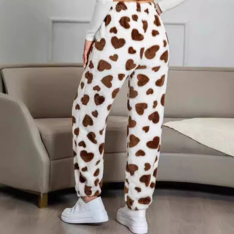 Damen - Gemütliche Hose mit Druck - Fleece - Weich und Bequem - Perfekt für Entspannung und Freizeit