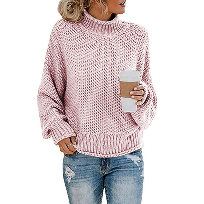 Damen - Strickpullover - Hoher Kragen - Perfekt für jeden Anlass