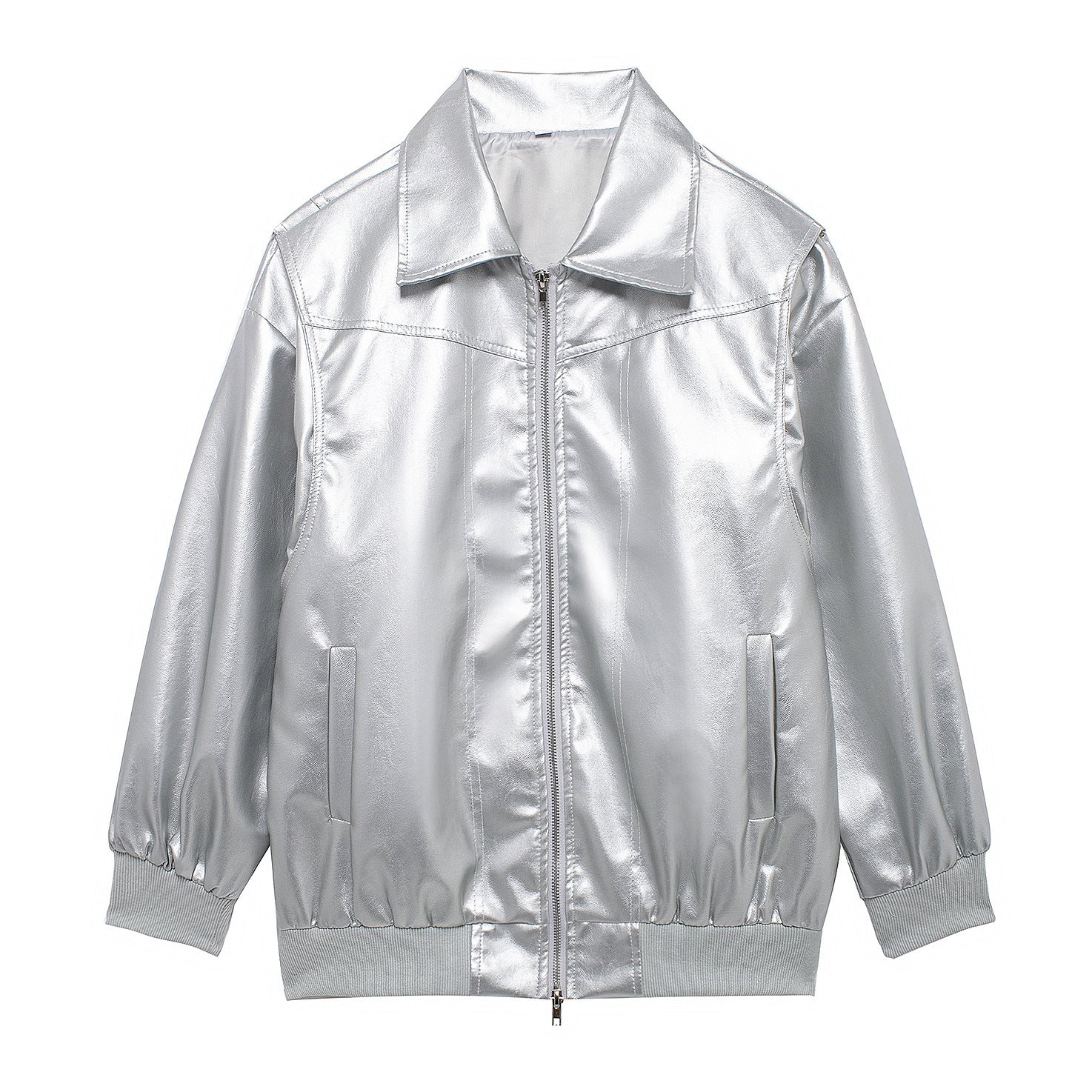 Damen - Jacke mit elastischen Manschetten - Kunstleder - Trendige Mode für jeden Anlass