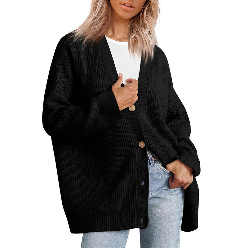 Damen - Gestreifte Strickjacke mit Knopfleiste - Weichem Strickstoff - Gemütlicher Stil für jeden Anlass
