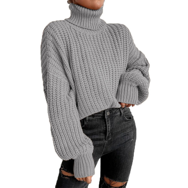 Damen - Strickpullover - Hoher Kragen - Bequem und stilvoll - Lässiger Pullover für jede Gelegenheit