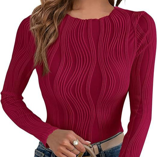 Damen - Langärmeliges Top - Wellenmuster - Stylisches Design für jeden Anlass
