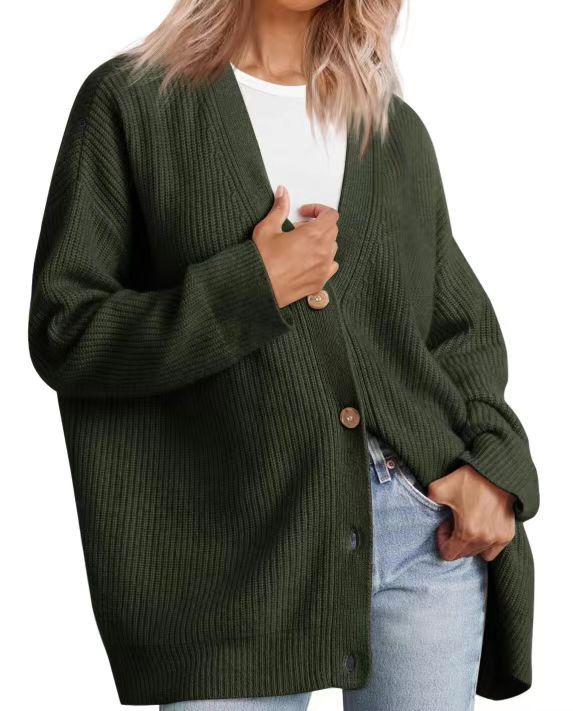 Damen - Gestreifte Strickjacke mit Knopfleiste - Weichem Strickstoff - Gemütlicher Stil für jeden Anlass