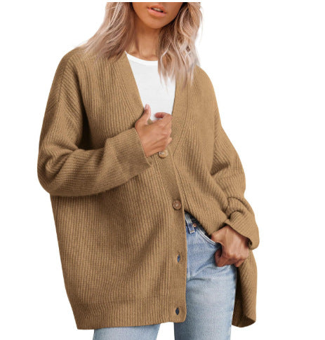 Damen - Gestreifte Strickjacke mit Knopfleiste - Weichem Strickstoff - Gemütlicher Stil für jeden Anlass
