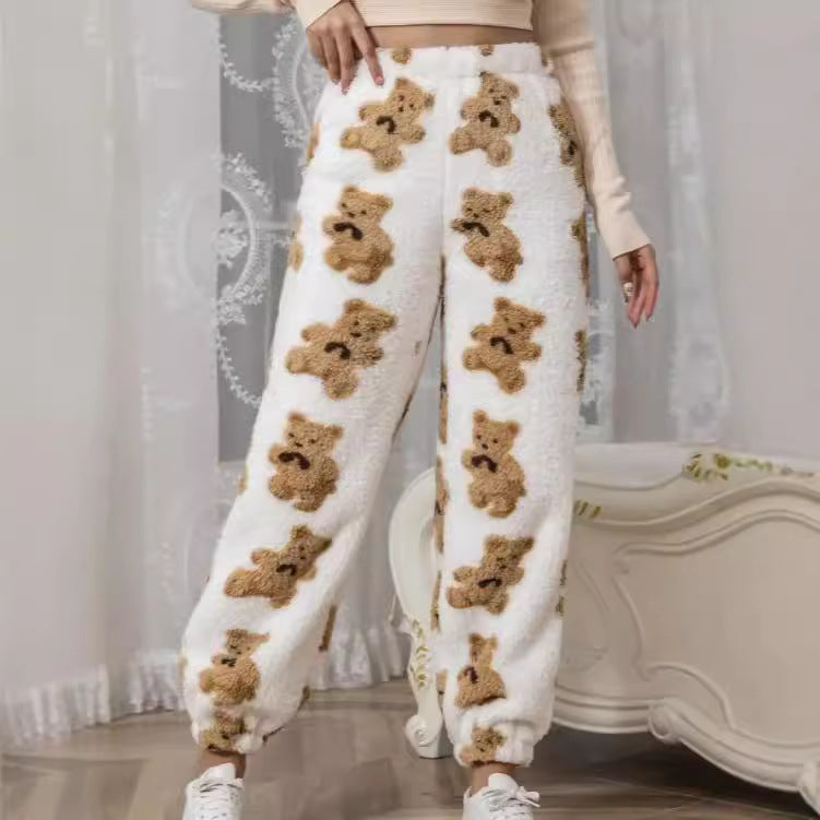 Damen - Gemütliche Hose mit Druck - Fleece - Weich und Bequem - Perfekt für Entspannung und Freizeit