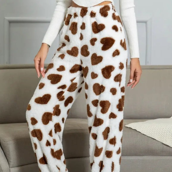 Damen - Gemütliche Hose mit Druck - Fleece - Weich und Bequem - Perfekt für Entspannung und Freizeit