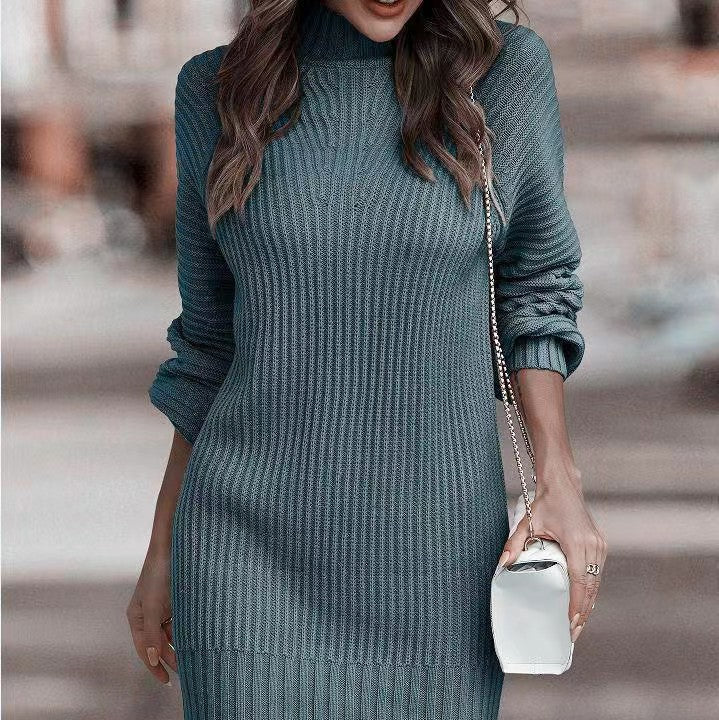 Damen - Minikleid - Rippenstrick - Stehkragen - Stylischer und bequemer für jeden Anlass