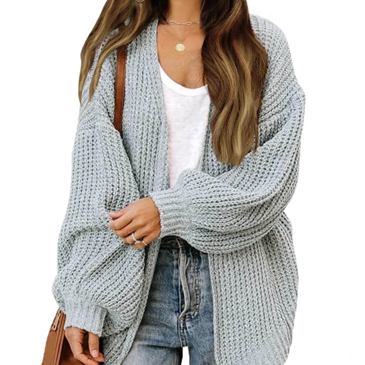 Damen - Grobstrickjacke - Überschnittenen Schultern - Bequem und Stylisch für jeden Anlass