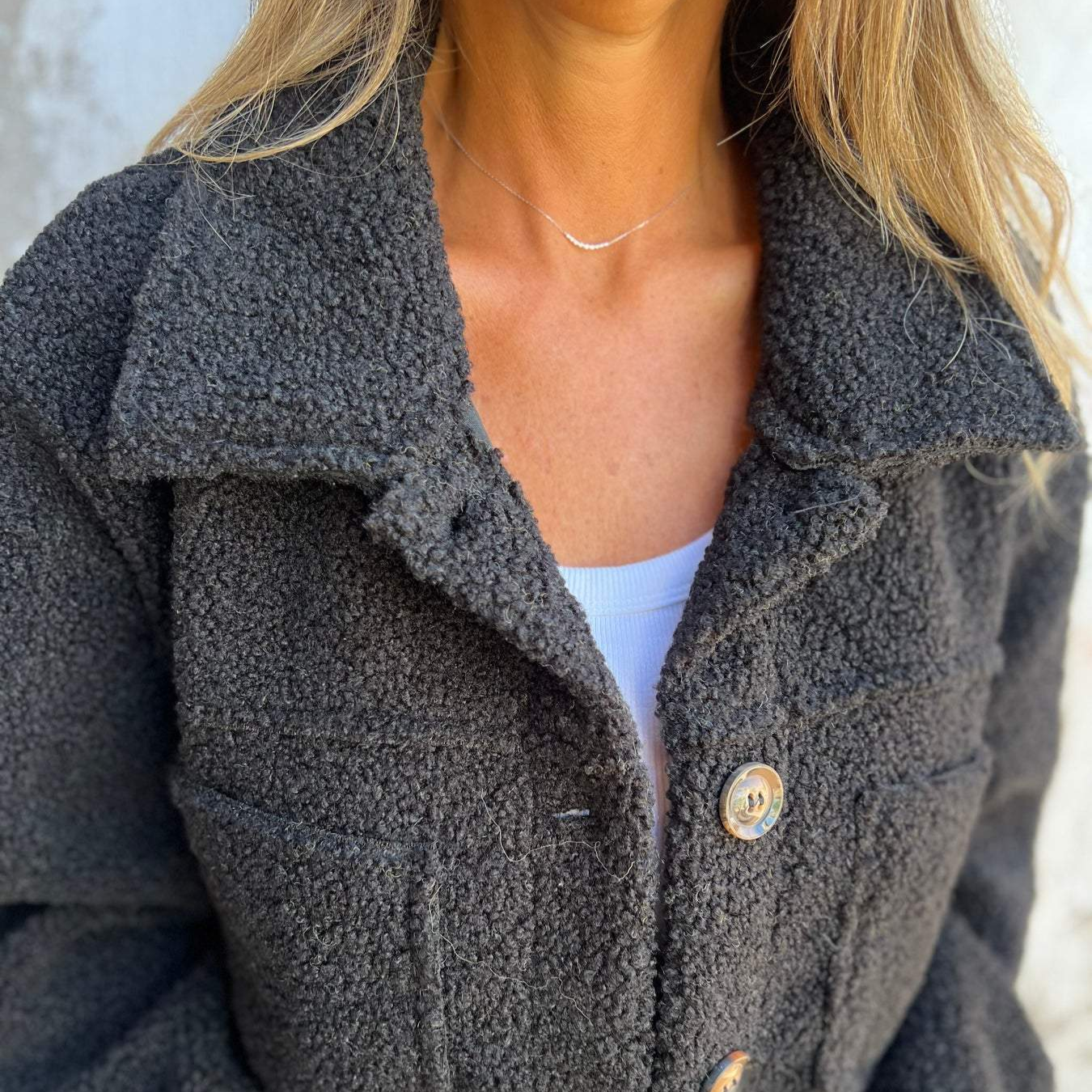 Damen - Langärmliger Teddy Mantel - Kuscheliger Winter Stoff - Perfekter Winterstil für Gemütlichkeit