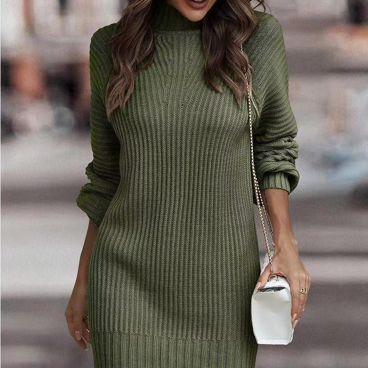 Damen - Minikleid - Rippenstrick - Stehkragen - Stylischer und bequemer für jeden Anlass