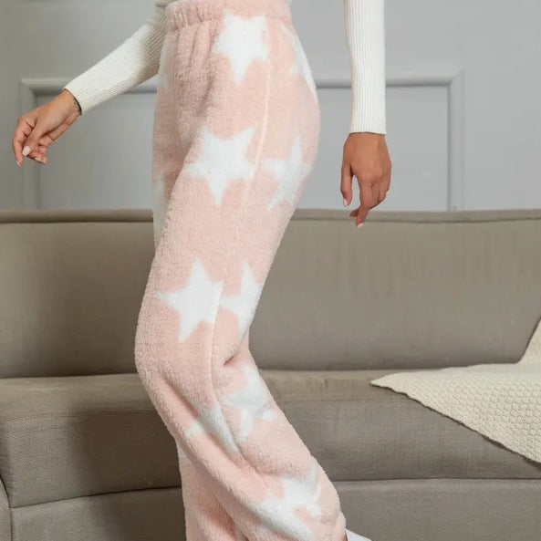 Damen - Gemütliche Hose mit Druck - Fleece - Weich und Bequem - Perfekt für Entspannung und Freizeit