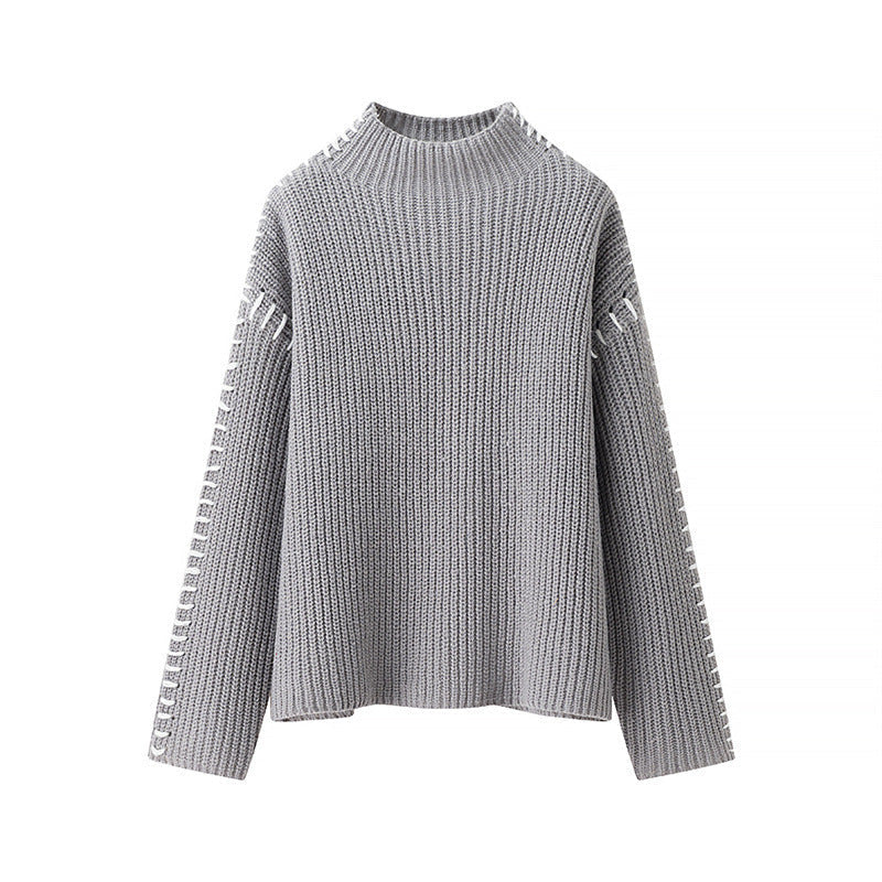 Damen - Strickpullover - Hoher Kragen - Bequem und Stilvoll für den Alltag