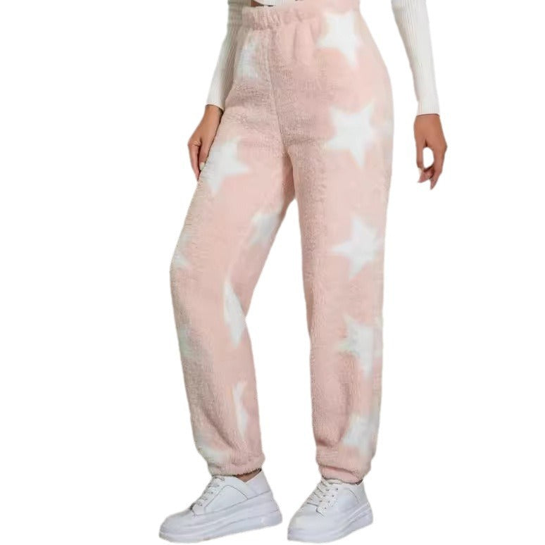 Damen - Gemütliche Hose mit Druck - Fleece - Weich und Bequem - Perfekt für Entspannung und Freizeit