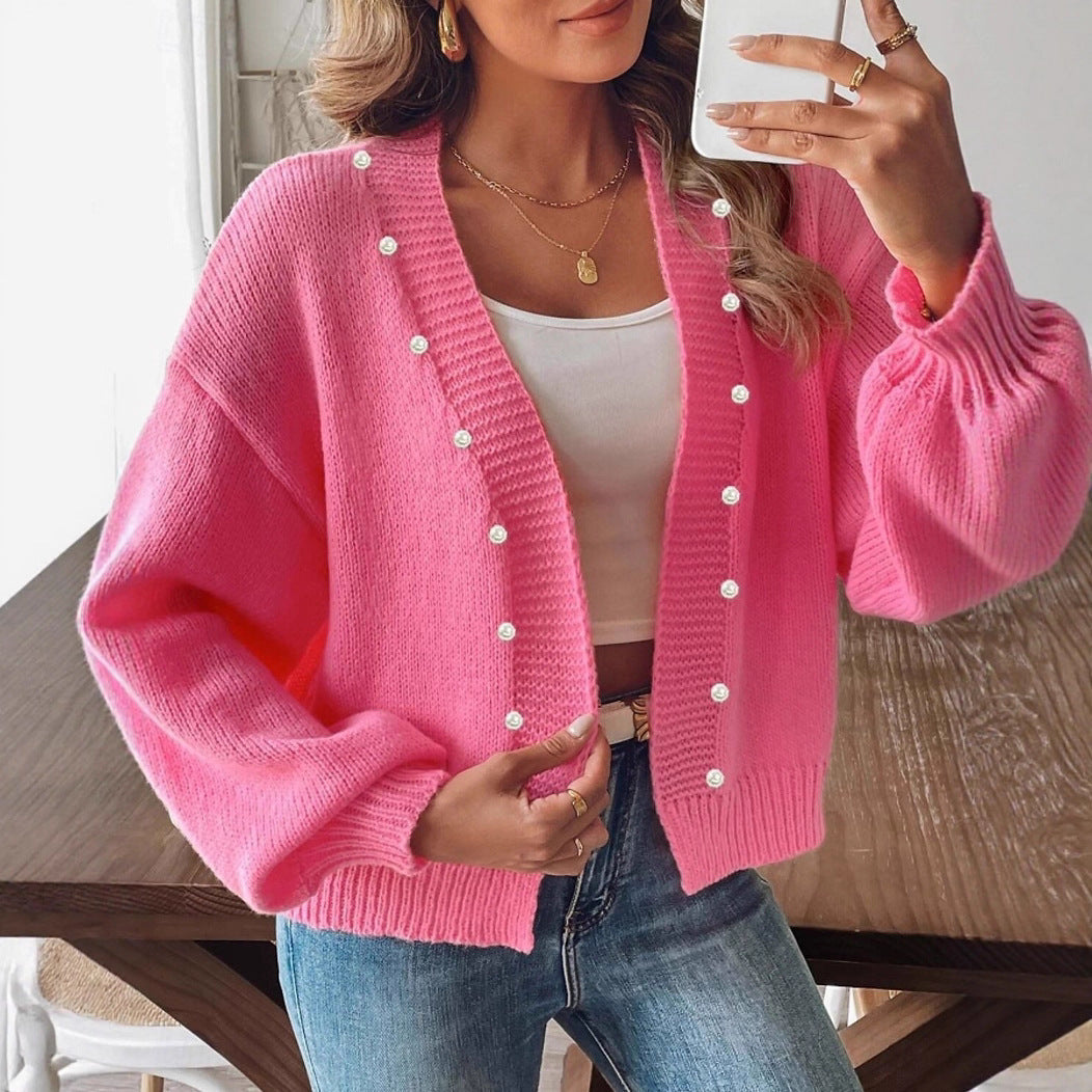 Damen - Strickjacke mit Perlmuttknöpfen - Weit geschnitten - Bequeme und stilvolle Cardigan für jeden Anlass
