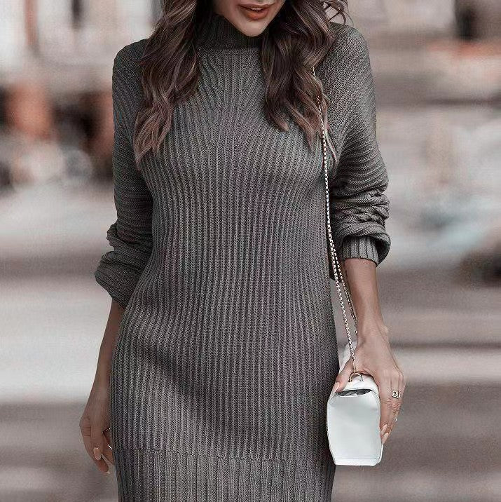 Damen - Minikleid - Rippenstrick - Stehkragen - Stylischer und bequemer für jeden Anlass