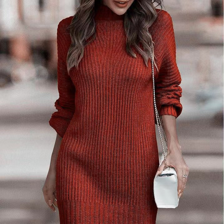 Damen - Minikleid - Rippenstrick - Stehkragen - Stylischer und bequemer für jeden Anlass