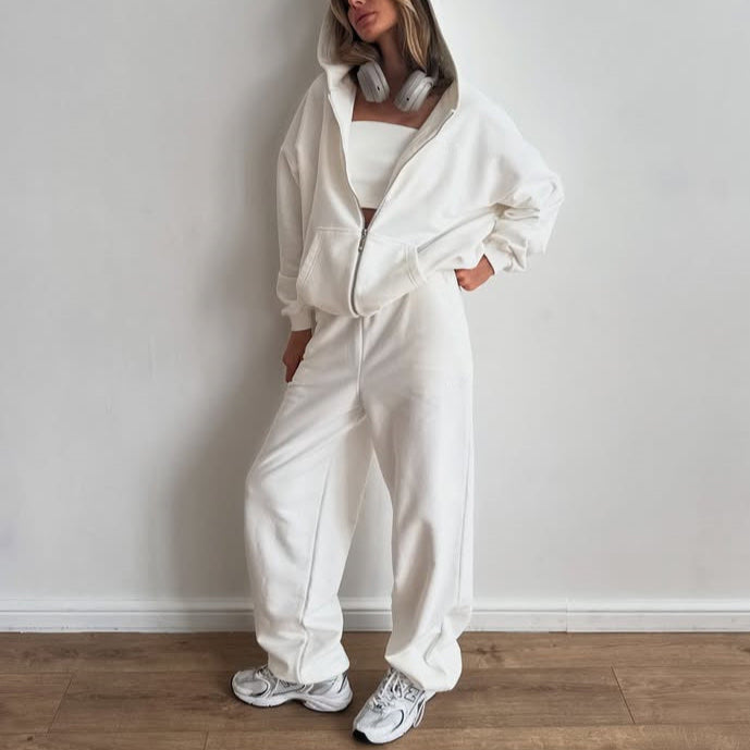 Damen - Loungewear Set mit Kapuze - Bequemer, weiter Schnitt - Ideale Freizeitmode für jeden Tag