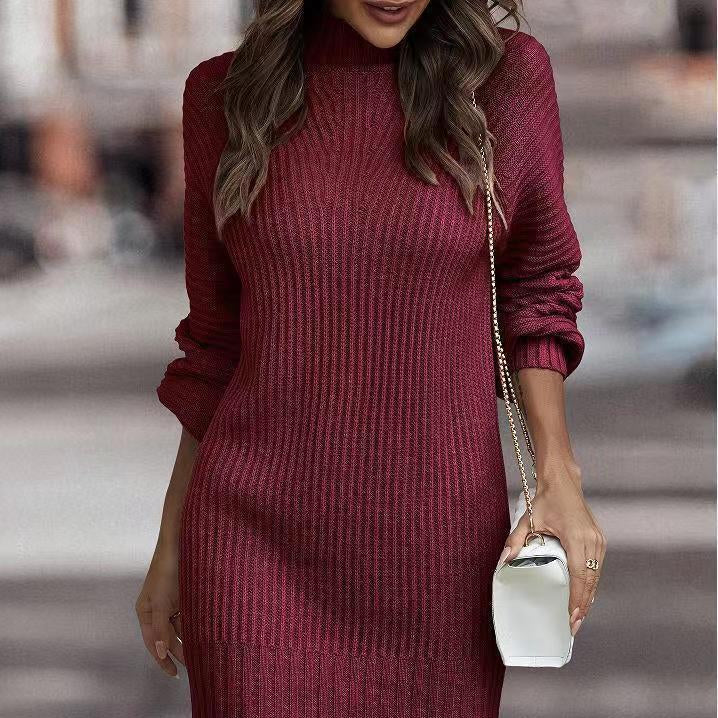Damen - Minikleid - Rippenstrick - Stehkragen - Stylischer und bequemer für jeden Anlass
