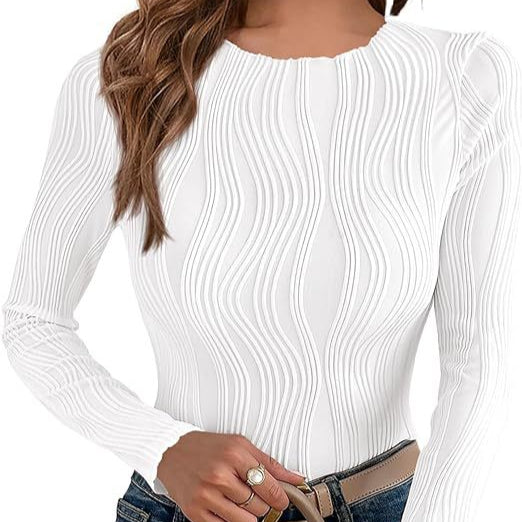 Damen - Langärmeliges Top - Wellenmuster - Stylisches Design für jeden Anlass