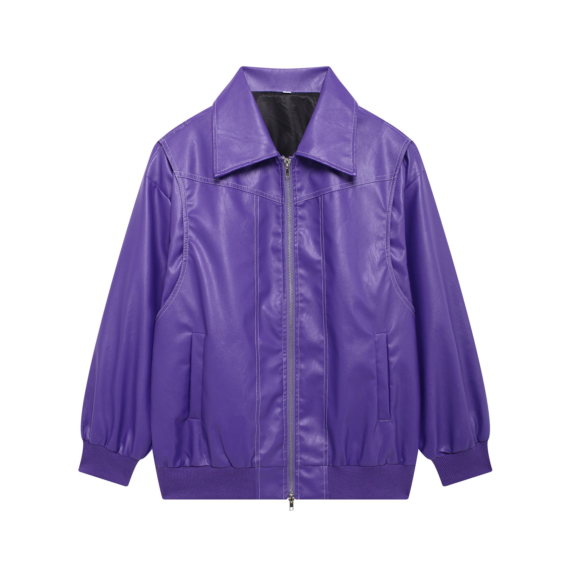 Damen - Jacke mit elastischen Manschetten - Kunstleder - Trendige Mode für jeden Anlass