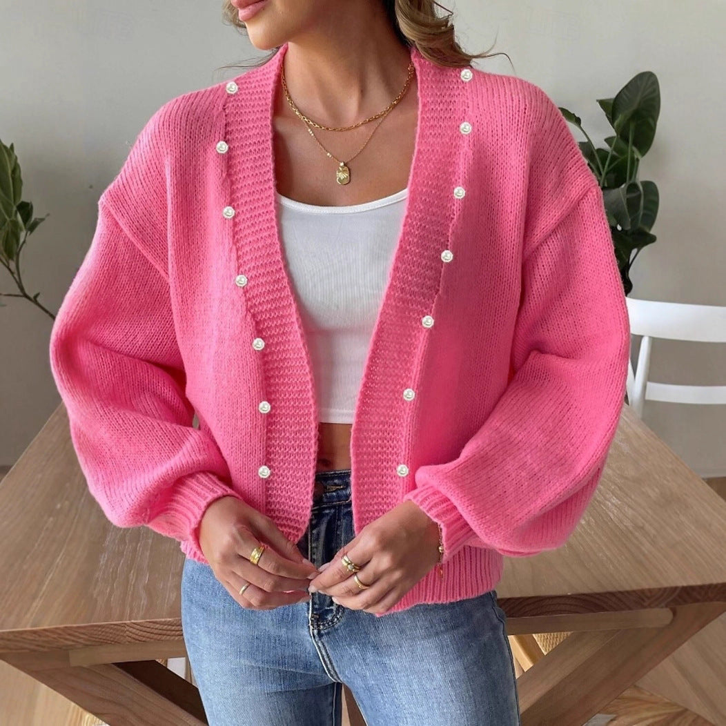 Damen - Strickjacke mit Perlmuttknöpfen - Weit geschnitten - Bequeme und stilvolle Cardigan für jeden Anlass