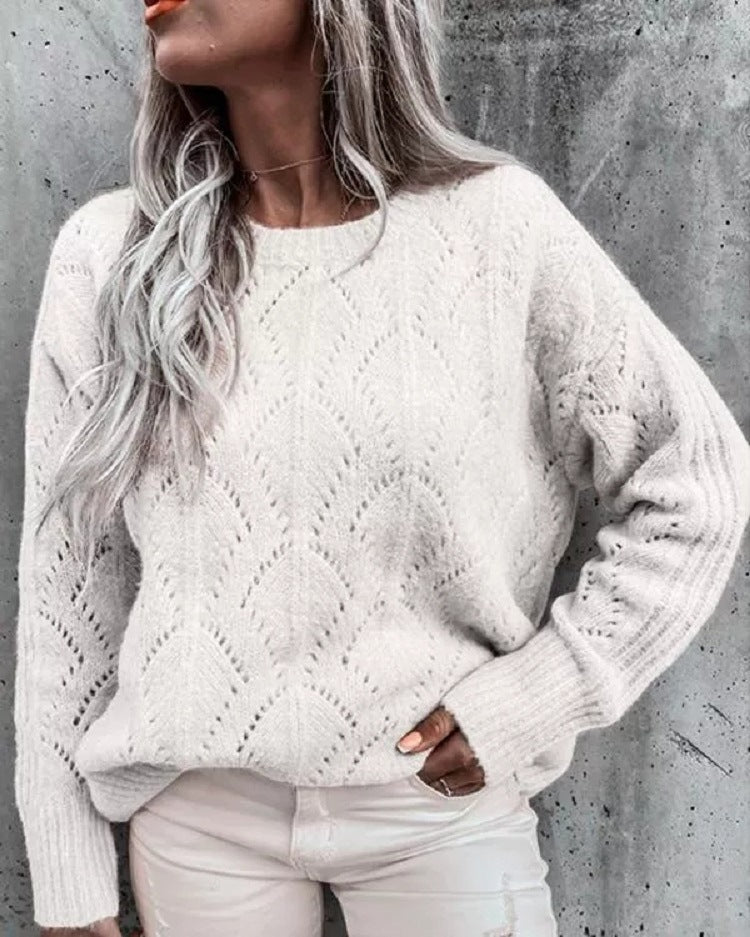 Damen - Strickpullover - Feines Spitzenmuster - Eleganter und bequemer Pullover für jede Gelegenheit