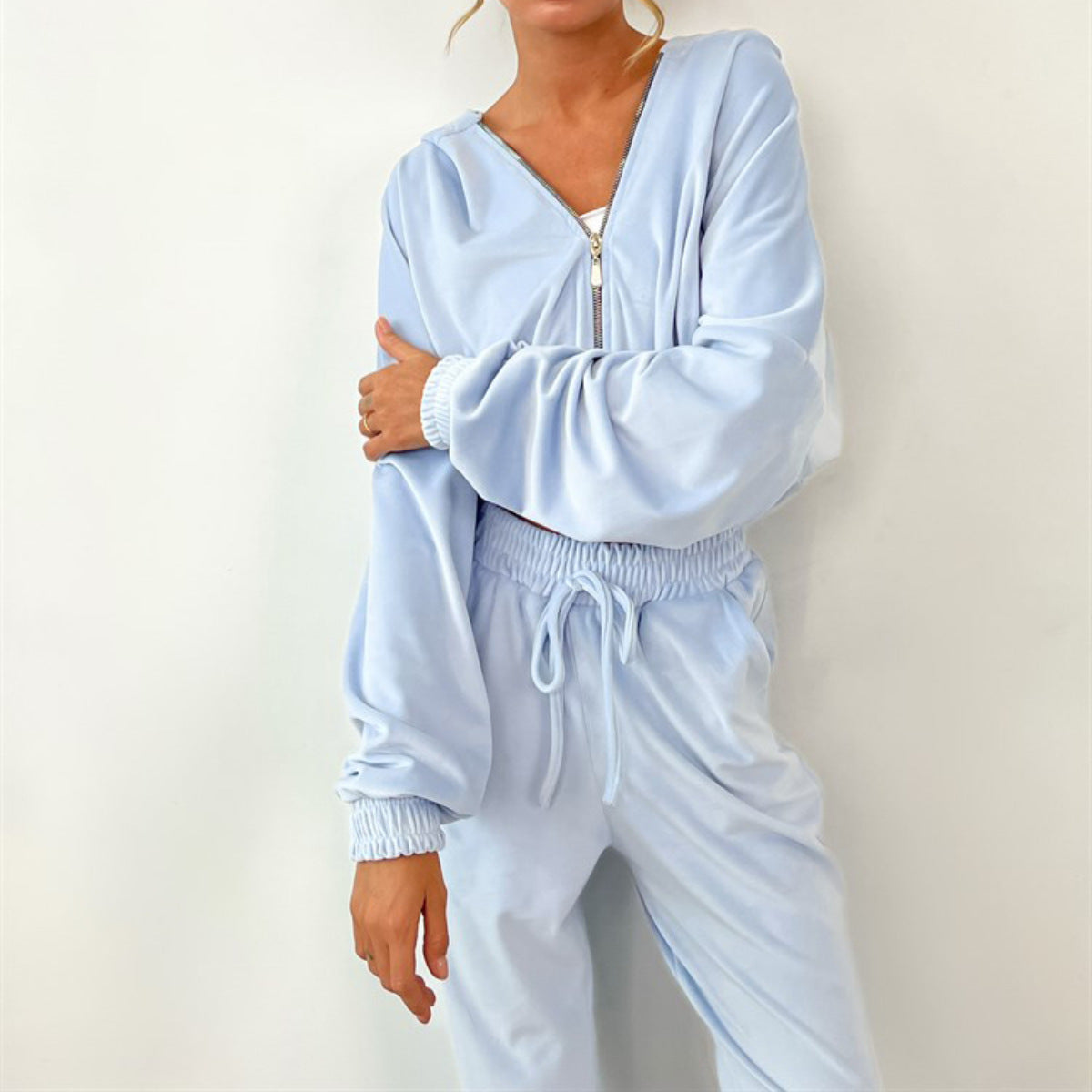 Damen - Fleece-Trainingsanzug mit Kapuze - Elastischem Bund - Bequemer Sport-Look für aktive Tage