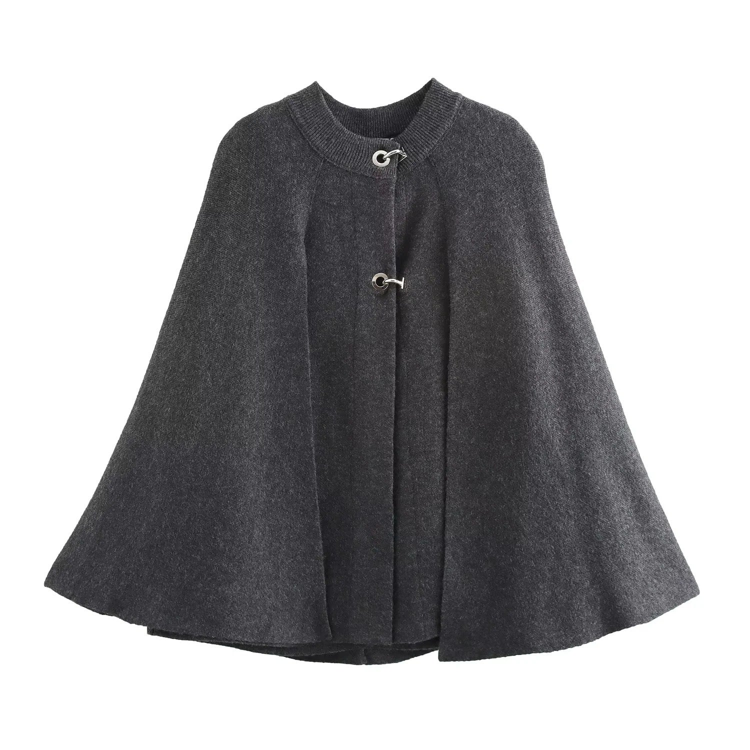 Damen - Cape Jacke mit Knopfleiste - Stehkragen - Eleganter Look für jede Gelegenheit