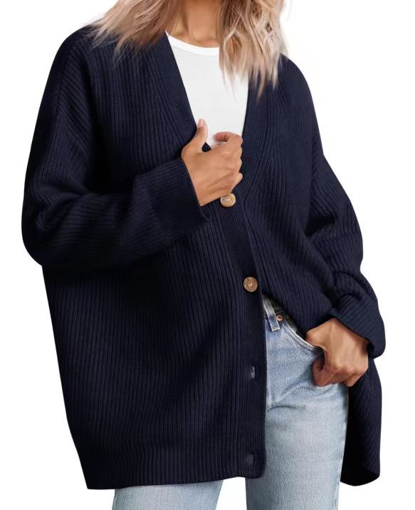 Damen - Gestreifte Strickjacke mit Knopfleiste - Weichem Strickstoff - Gemütlicher Stil für jeden Anlass