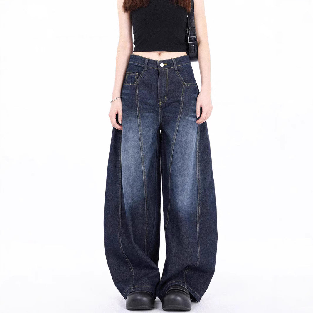 Damen - Weite Denim Hose - Hohe Taille - Lässiger Stil für jeden Anlass