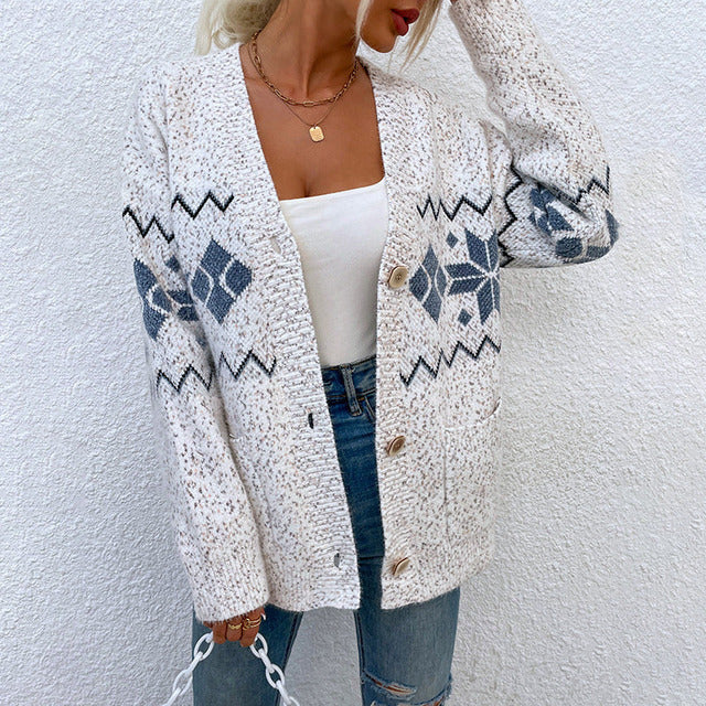 Damen - Strickjacke mit Knopfleiste - Weichen Strick - Gemütlicher Herbststil - Perfekt für jede Gelegenheit