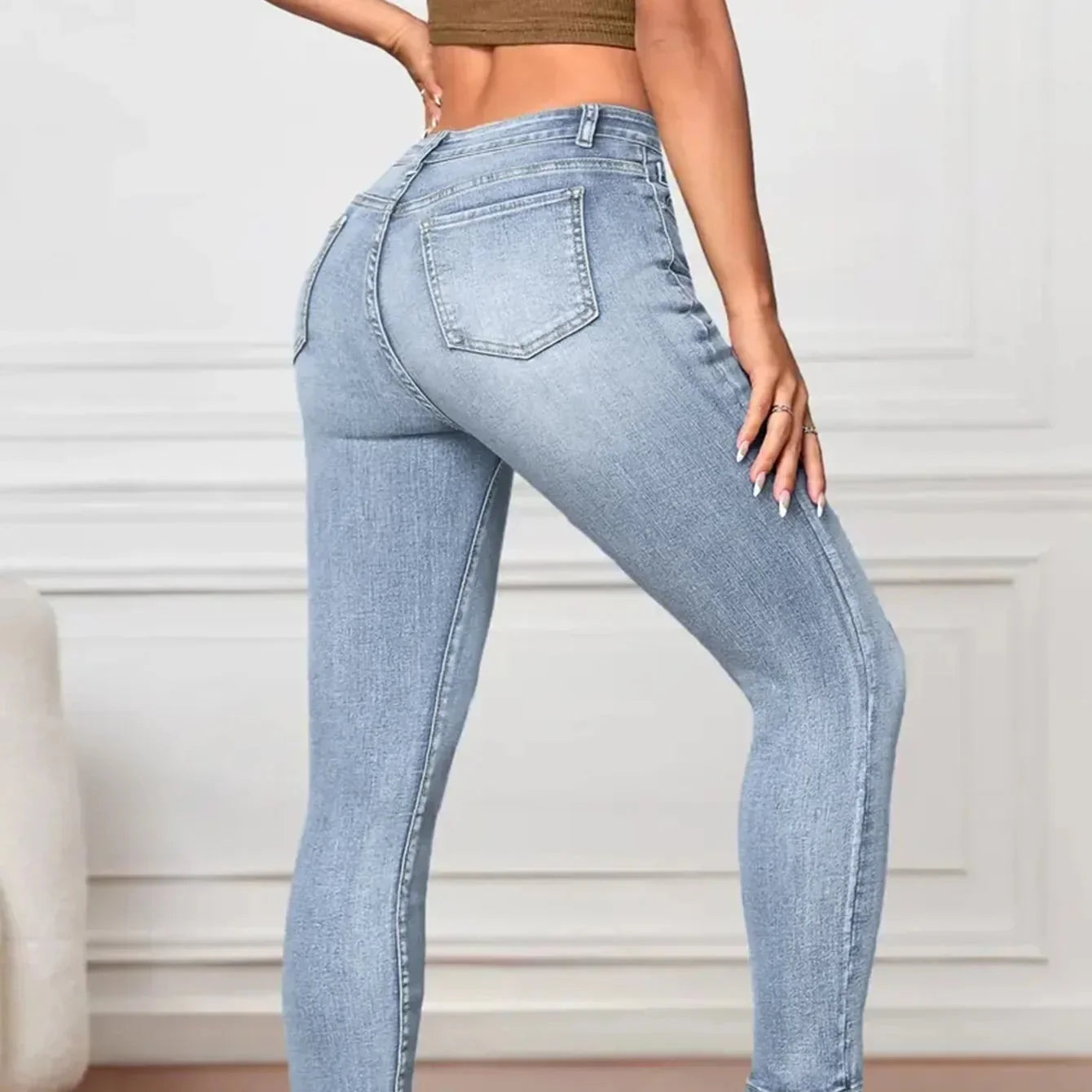 Damen - Schmale Jeggings - Hohe Taille - Stylische Jeans für jede Gelegenheit