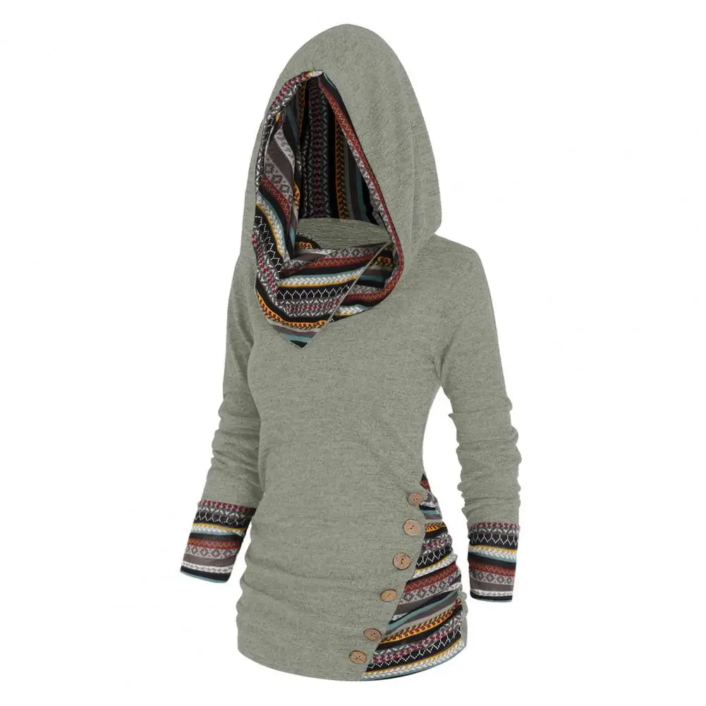 Damen - Winter Sweatshirt - Kapuze im Ethno-Stil - Bequem, Warm und Trendy für kalte Tage