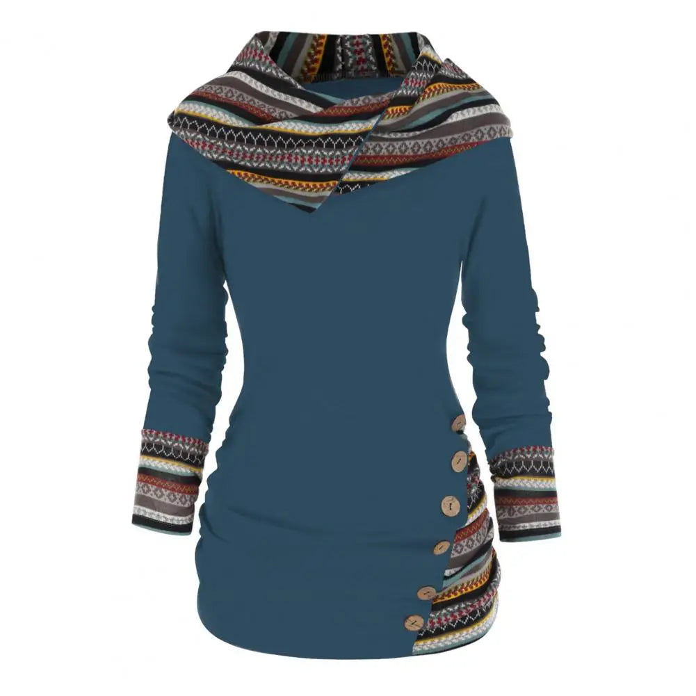 Damen - Winter Sweatshirt - Kapuze im Ethno-Stil - Bequem, Warm und Trendy für kalte Tage