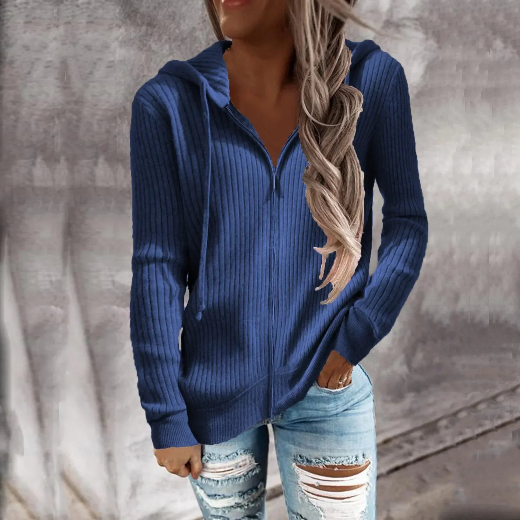 Damen - Winter-Kapuzenpullover mit Reißverschluss - Kuscheliger Stoff - Gemütlicher Stil für kalte Tage