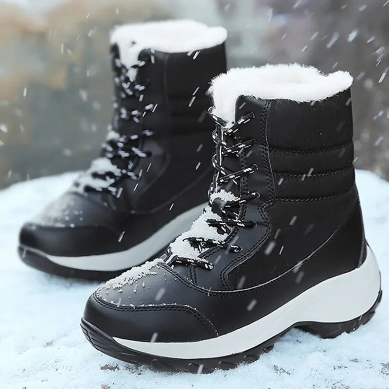 Damen - Lässige Plateau-Schneestiefel - Warm und Stylisch - Perfekt für Winterabenteuer