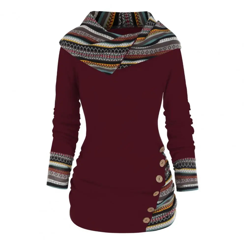 Damen - Winter Sweatshirt - Kapuze im Ethno-Stil - Bequem, Warm und Trendy für kalte Tage