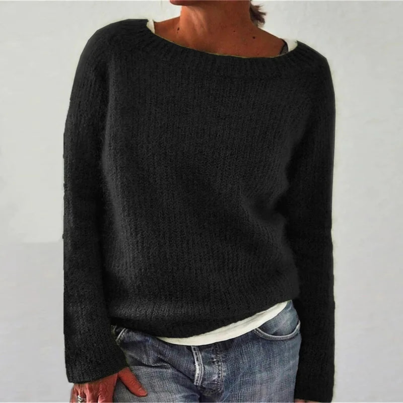 Damen - Langärmeliger Strickpullover - Weichem Stoff - Lockere Passform - Bequemer und stilvoller Strickpullover