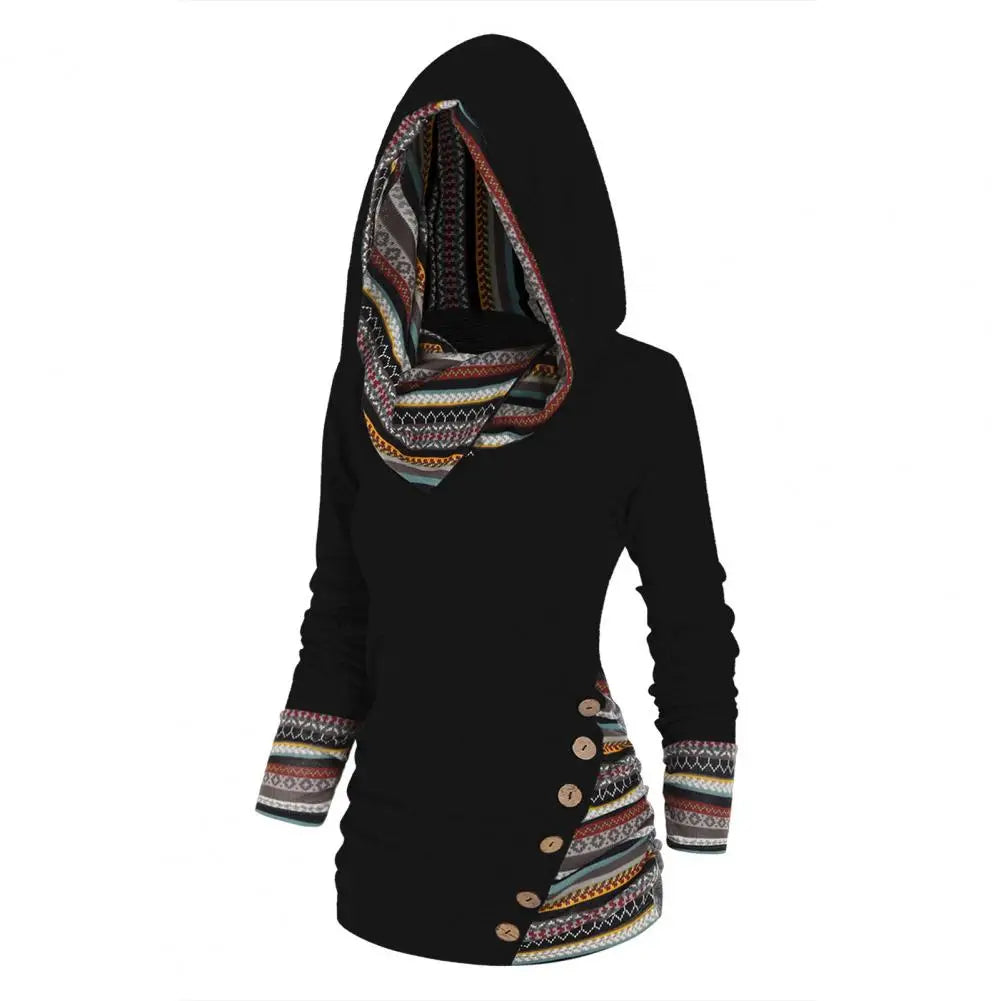 Damen - Winter Sweatshirt - Kapuze im Ethno-Stil - Bequem, Warm und Trendy für kalte Tage