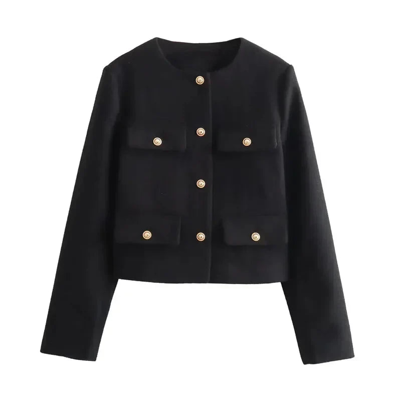 Damen - Bomberjacke - Gekürzte - Rundhalsausschnitt - Stylische Alltagsjacke für jeden Anlass