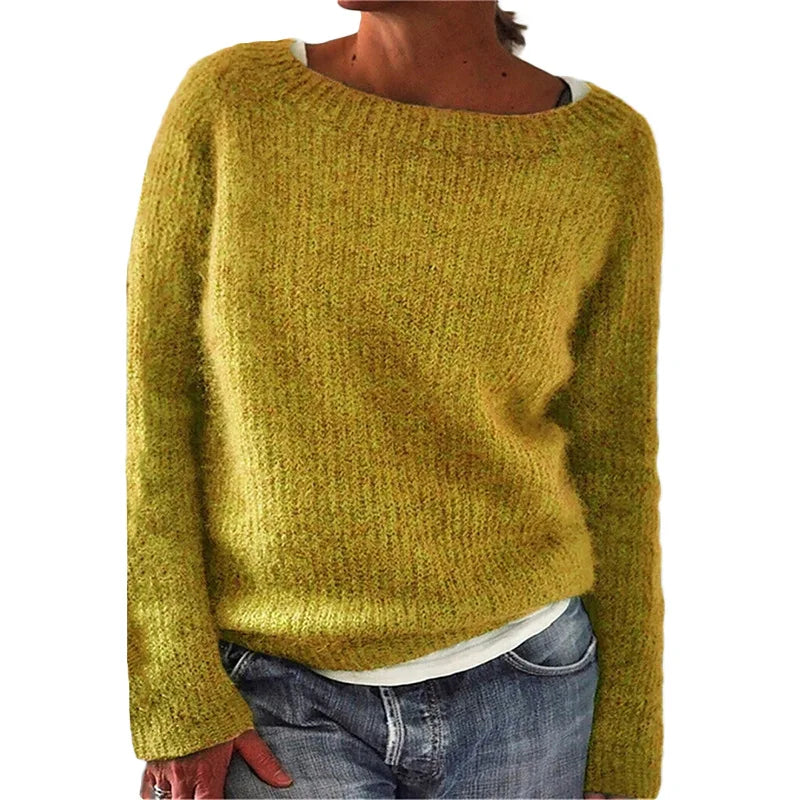 Damen - Langärmeliger Strickpullover - Weichem Stoff - Lockere Passform - Bequemer und stilvoller Strickpullover