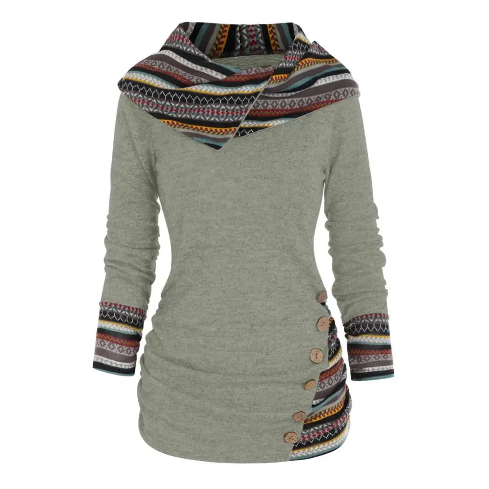 Damen - Winter Sweatshirt - Kapuze im Ethno-Stil - Bequem, Warm und Trendy für kalte Tage